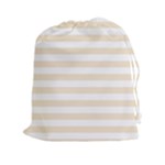 Horizontal Stripes - White and Champagne Orange Drawstring Pouch (XXl)