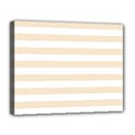 Horizontal Stripes - White and Champagne Orange Canvas 14  x 11  (Stretched)