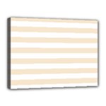 Horizontal Stripes - White and Champagne Orange Canvas 16  x 12  (Stretched)