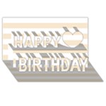 Horizontal Stripes - White and Champagne Orange Happy Birthday 3D Greeting Card (8x4)