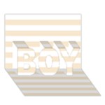 Horizontal Stripes - White and Champagne Orange BOY 3D Greeting Card (7x5)