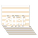 Horizontal Stripes - White and Champagne Orange GIRL 3D Greeting Card (7x5)
