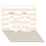 Horizontal Stripes - White and Champagne Orange LOVE 3D Greeting Card (7x5)