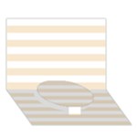 Horizontal Stripes - White and Champagne Orange Circle Bottom 3D Greeting Card (7x5)