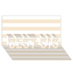 Horizontal Stripes - White and Champagne Orange BEST SIS 3D Greeting Card (8x4)