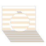 Horizontal Stripes - White and Champagne Orange Circle 3D Greeting Card (7x5)