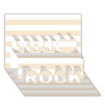 Horizontal Stripes - White and Champagne Orange You Rock 3D Greeting Card (7x5)