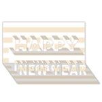 Horizontal Stripes - White and Champagne Orange Happy New Year 3D Greeting Card (8x4)