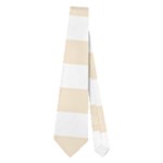 Horizontal Stripes - White and Champagne Orange Necktie (Two Side)