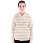 Horizontal Stripes - White and Peach Orange Women s Zipper Hoodie