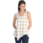 Horizontal Stripes - White and Peach Orange Sleeveless Tunic
