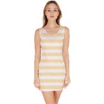 Horizontal Stripes - White and Peach Orange Bodycon Dress
