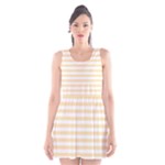 Horizontal Stripes - White and Peach Orange Scoop Neck Skater Dress