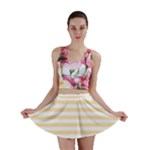 Horizontal Stripes - White and Peach Orange Mini Skirt