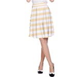 Horizontal Stripes - White and Peach Orange A-Line Skirt