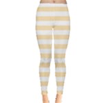 Horizontal Stripes - White and Peach Orange Women s Leggings
