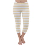 Horizontal Stripes - White and Peach Orange Capri Winter Leggings