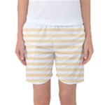 Horizontal Stripes - White and Peach Orange Women s Basketball Shorts