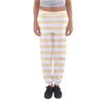 Horizontal Stripes - White and Peach Orange Women s Jogger Sweatpants