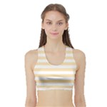 Horizontal Stripes - White and Peach Orange Women s Sports Bra with Border