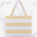 Horizontal Stripes - White and Peach Orange Mini Tote Bag