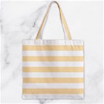 Horizontal Stripes - White and Peach Orange Zipper Grocery Tote Bag