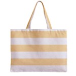 Horizontal Stripes - White and Peach Orange Zipper Mini Tote Bag