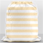 Horizontal Stripes - White and Peach Orange Drawstring Bag (Large)