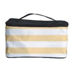 Horizontal Stripes - White and Peach Orange Cosmetic Storage Case