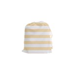 Horizontal Stripes - White and Peach Orange Drawstring Pouch (XS)