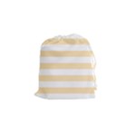 Horizontal Stripes - White and Peach Orange Drawstring Pouch (S)