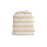 Horizontal Stripes - White and Peach Orange Drawstring Pouch (M)