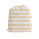 Horizontal Stripes - White and Peach Orange Drawstring Pouch (XL)