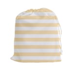 Horizontal Stripes - White and Peach Orange Drawstring Pouch (XXl)