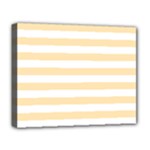 Horizontal Stripes - White and Peach Orange Deluxe Canvas 20  x 16  (Stretched)