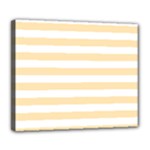 Horizontal Stripes - White and Peach Orange Deluxe Canvas 24  x 20  (Stretched)