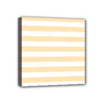 Horizontal Stripes - White and Peach Orange Mini Canvas 4  x 4  (Stretched)