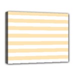 Horizontal Stripes - White and Peach Orange Canvas 14  x 11  (Stretched)