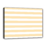 Horizontal Stripes - White and Peach Orange Canvas 16  x 12  (Stretched)