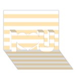 Horizontal Stripes - White and Peach Orange I Love You 3D Greeting Card (7x5)