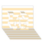 Horizontal Stripes - White and Peach Orange LOVE 3D Greeting Card (7x5)