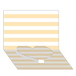 Horizontal Stripes - White and Peach Orange Heart Bottom 3D Greeting Card (7x5)