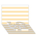 Horizontal Stripes - White and Peach Orange LOVE Bottom 3D Greeting Card (7x5)