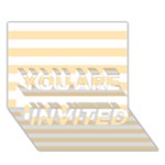 Horizontal Stripes - White and Peach Orange YOU ARE INVITED 3D Greeting Card (7x5)