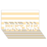 Horizontal Stripes - White and Peach Orange BEST SIS 3D Greeting Card (8x4)