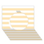 Horizontal Stripes - White and Peach Orange Circle 3D Greeting Card (7x5)