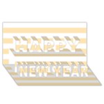 Horizontal Stripes - White and Peach Orange Happy New Year 3D Greeting Card (8x4)