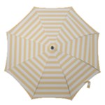 Horizontal Stripes - White and Peach Orange Hook Handle Umbrella (Medium)