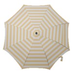 Horizontal Stripes - White and Peach Orange Hook Handle Umbrella (Large)