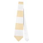 Horizontal Stripes - White and Peach Orange Necktie (One Side)